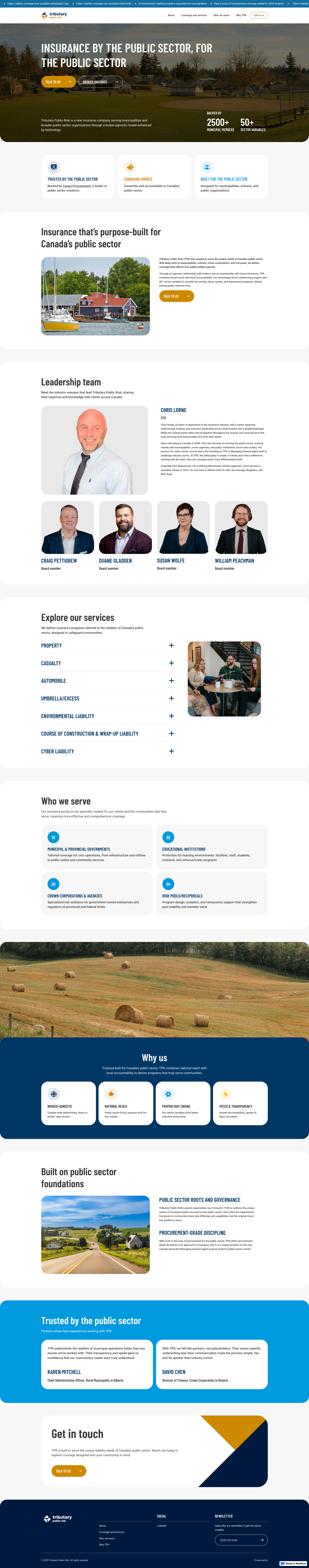 Tributary Public Risk - Service landing page